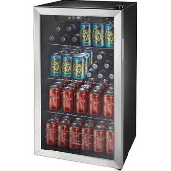 Insignia - 115-Can Beverage Cooler - Stainless steel/Silver